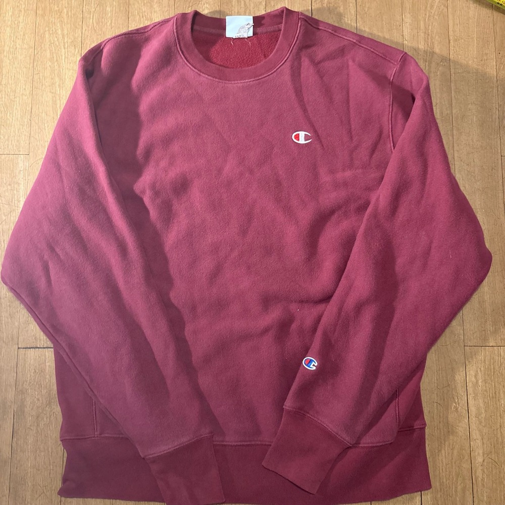 Champion Reverse Weave Sweatshirt Mens XL Burgundy Maroon Pullover Fleece Crew